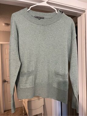 Elliott Lauren Seafoam Green Crewneck Sweater with Front Pockets